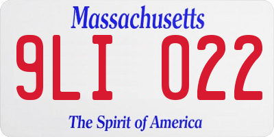 MA license plate 9LI022