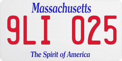 MA license plate 9LI025