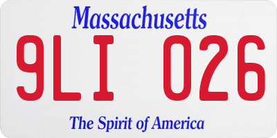 MA license plate 9LI026