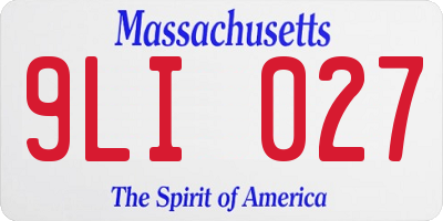 MA license plate 9LI027