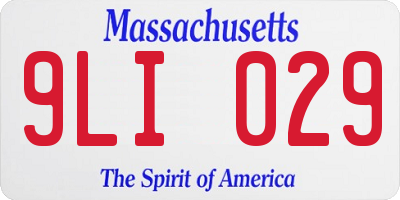 MA license plate 9LI029