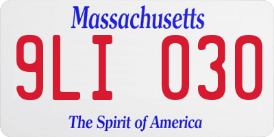 MA license plate 9LI030