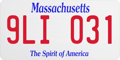 MA license plate 9LI031