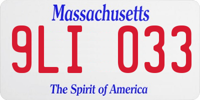 MA license plate 9LI033