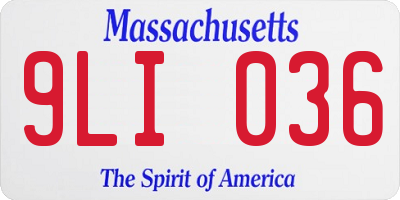 MA license plate 9LI036