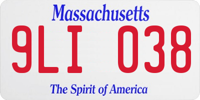 MA license plate 9LI038