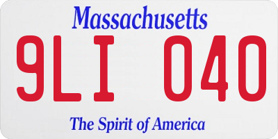 MA license plate 9LI040