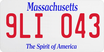 MA license plate 9LI043