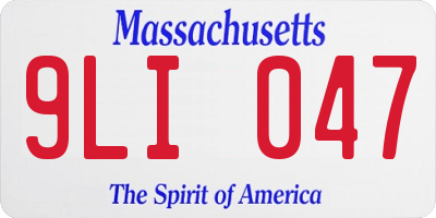 MA license plate 9LI047
