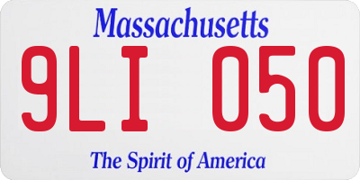 MA license plate 9LI050