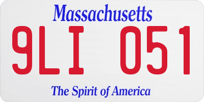 MA license plate 9LI051