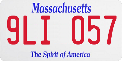 MA license plate 9LI057