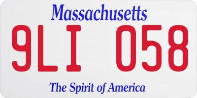 MA license plate 9LI058