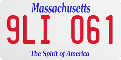 MA license plate 9LI061