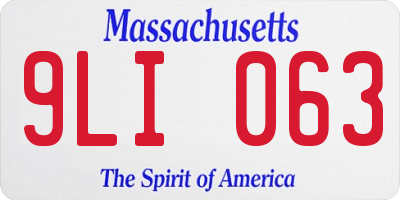MA license plate 9LI063