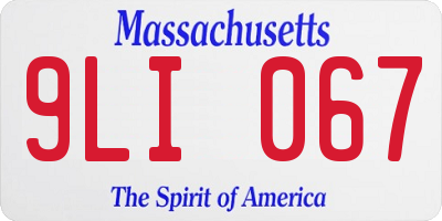 MA license plate 9LI067