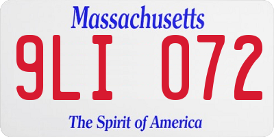 MA license plate 9LI072