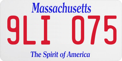 MA license plate 9LI075