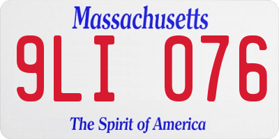 MA license plate 9LI076
