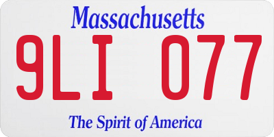 MA license plate 9LI077