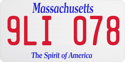 MA license plate 9LI078