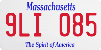 MA license plate 9LI085