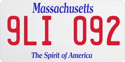 MA license plate 9LI092
