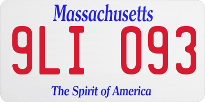 MA license plate 9LI093