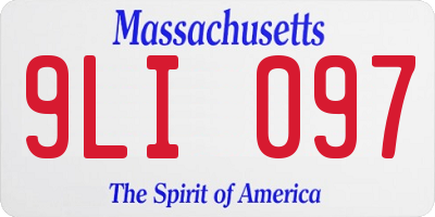 MA license plate 9LI097
