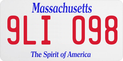MA license plate 9LI098