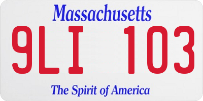 MA license plate 9LI103