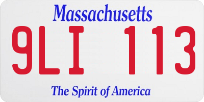 MA license plate 9LI113