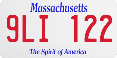 MA license plate 9LI122