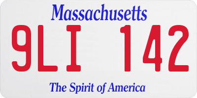 MA license plate 9LI142