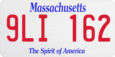 MA license plate 9LI162