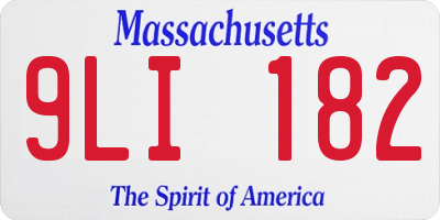 MA license plate 9LI182