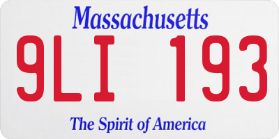 MA license plate 9LI193