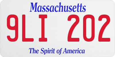 MA license plate 9LI202