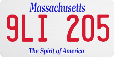 MA license plate 9LI205
