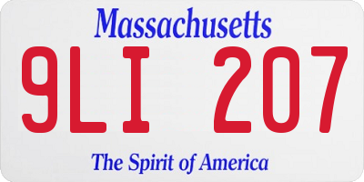 MA license plate 9LI207