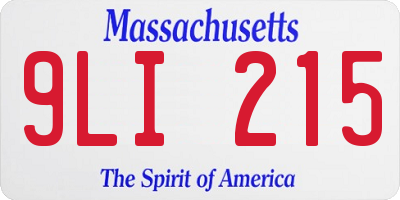 MA license plate 9LI215