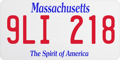 MA license plate 9LI218