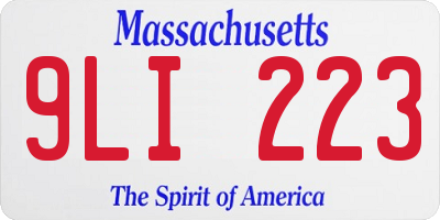 MA license plate 9LI223