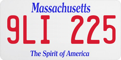 MA license plate 9LI225