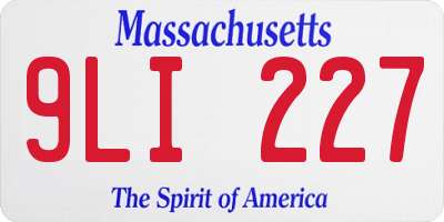 MA license plate 9LI227