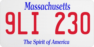 MA license plate 9LI230