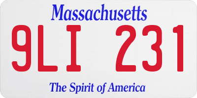 MA license plate 9LI231