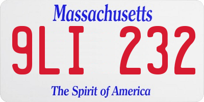 MA license plate 9LI232
