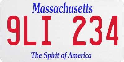 MA license plate 9LI234
