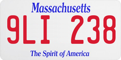 MA license plate 9LI238